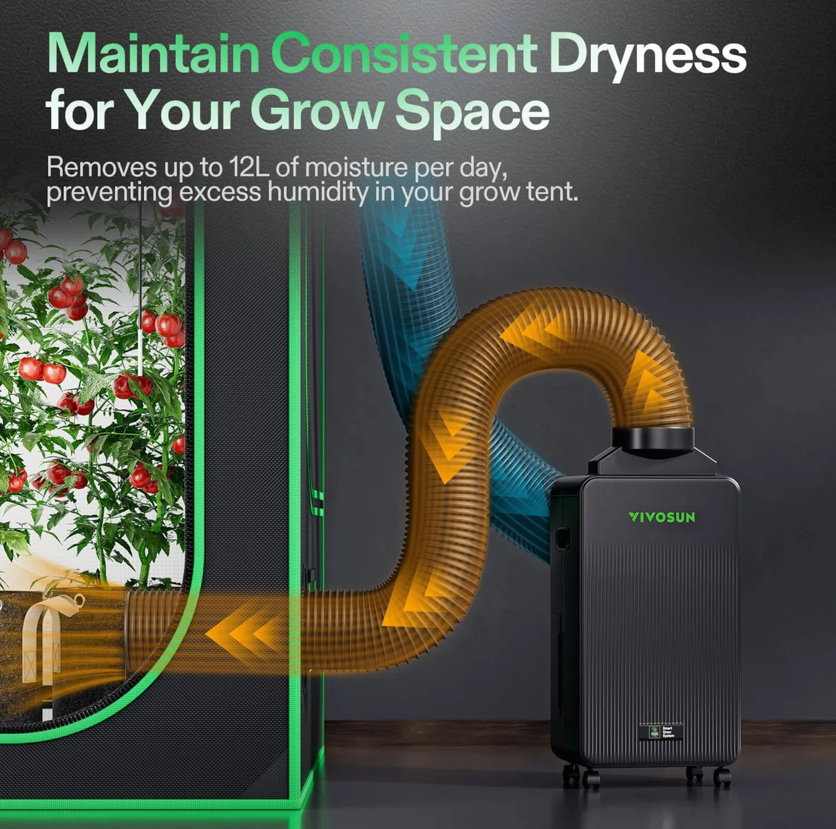 VIVOSUN AeroDrain D12 Inteligent Dehumidifier