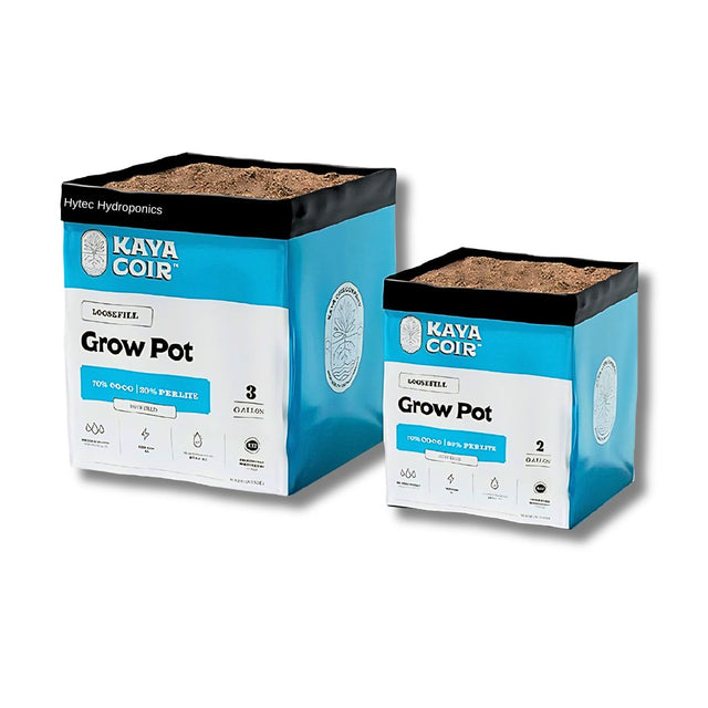 Kaya Coco Lite 100% Coco Loose Fill Grow Bags 2 and 3 gallon grow pot with white background