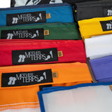 A set of Mother Terps Bubble Bags close up, showing orange, red, green, blue, purple, white, yellow and black including screen