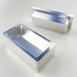 brushed metal 2" x 4" rosin pre-press mould on a white background