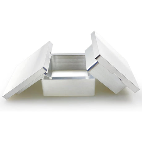 A metal pre-press rosin mould with a brushed silver finish, shown on a clean white background.