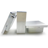 A metal pre-press rosin mould with a brushed silver finish, shown on a clean white background.