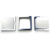 A metal pre-press rosin mould with a brushed silver finish, shown on a clean white background.
