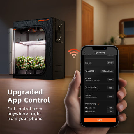 Smart indoor gardening system with smartphone app control in a home setting