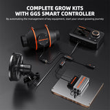 Complete grow kit with GGS smart controller on a dark background