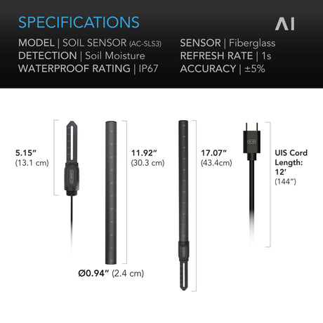 Soil Sensor for Controller AI+, Monitors Moisture and Saturation