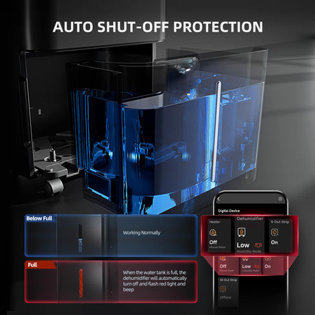 Spider Farmer Dehumidifier with auto shut-off protection feature displayed on a dark background