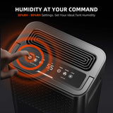 Spider Farmer dehumidifier control device with digital display and hand adjusting settings on a dark background
