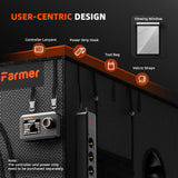 Black amplifier with user-centric design features highlighted on a dark background