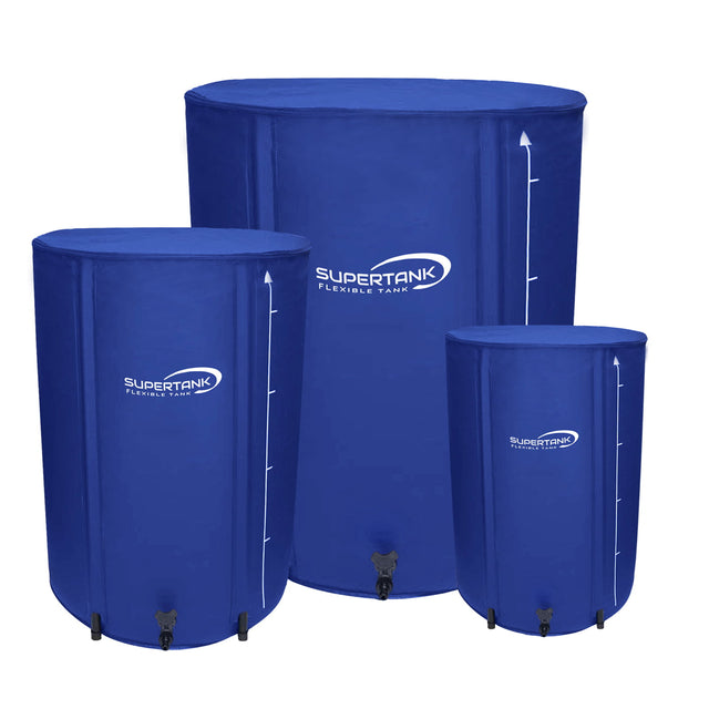 supertank flexible water tank butt reservoir group photo with white background