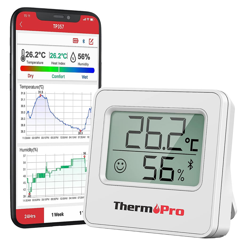 ThermoPro TP357 Bluetooth Hygrometer Mini Room Thermometer