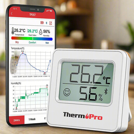 ThermoPro TP357 Bluetooth Hygrometer Mini Room Thermometer