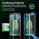 vivosun Gardening system with indoor plants, airflow vents, and text about continuous fresh air.
