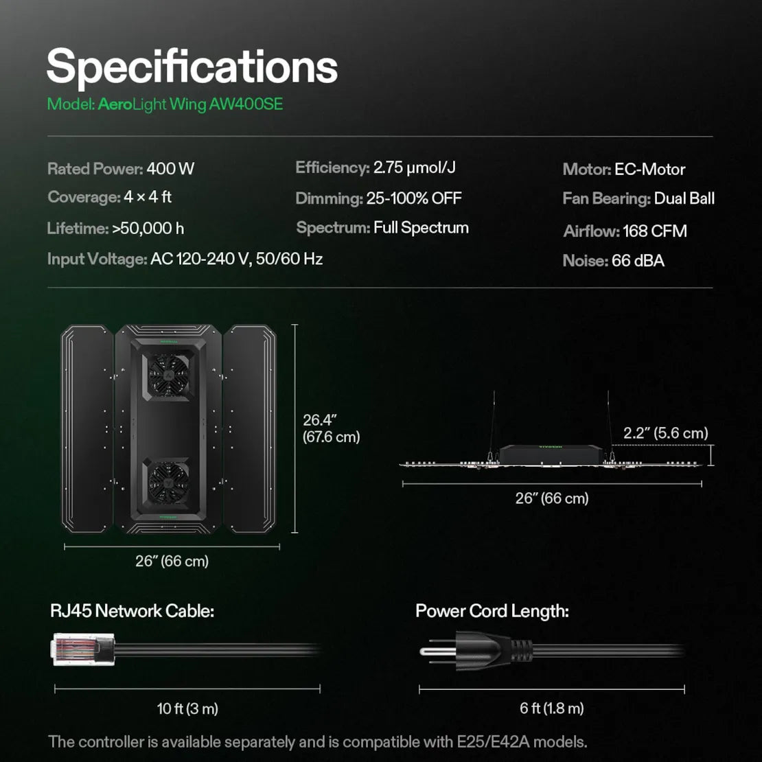 VIVOSUN AeroLight Wing 400w LED Grow Light