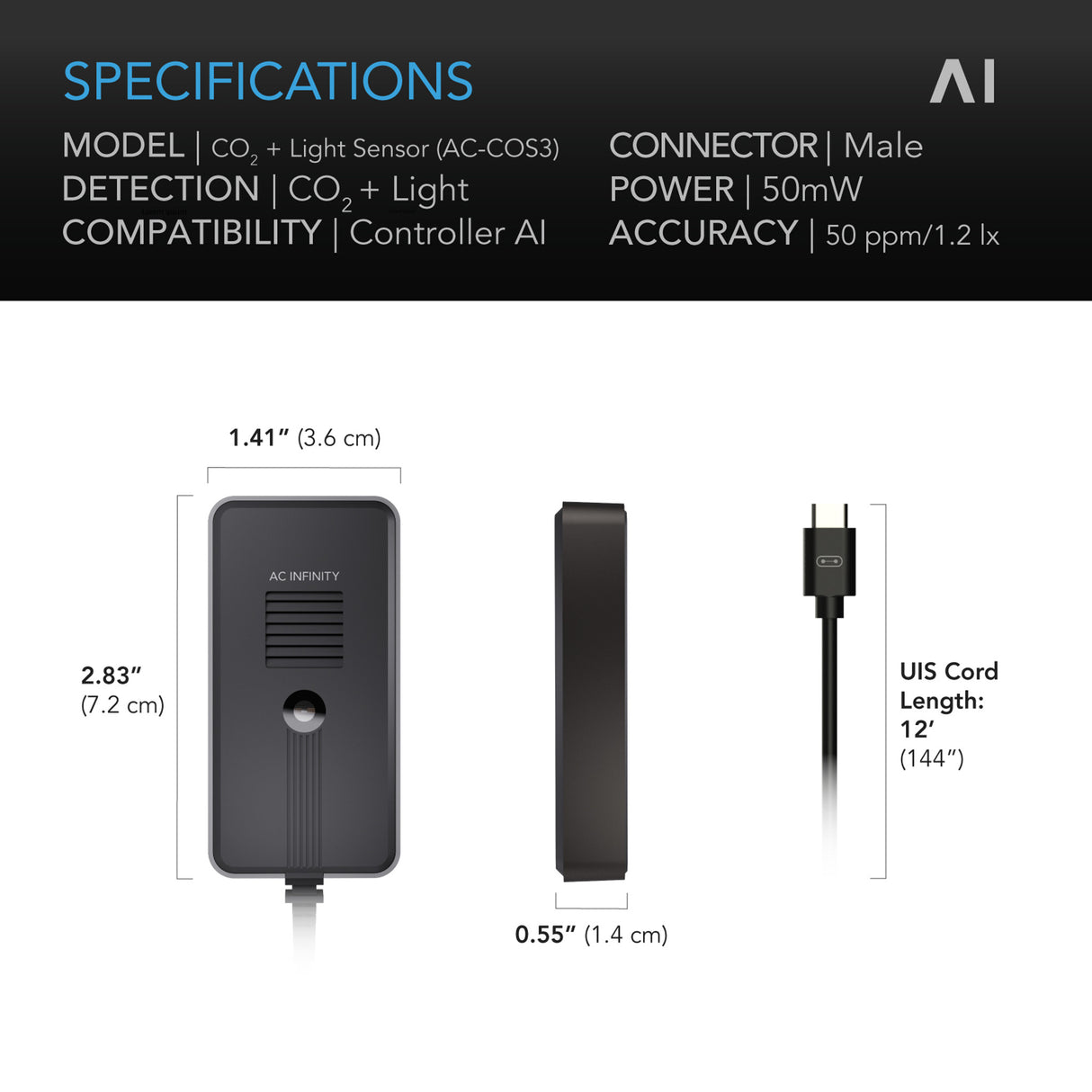 AC Infinity Co2 + Light Sensor For AI Controller