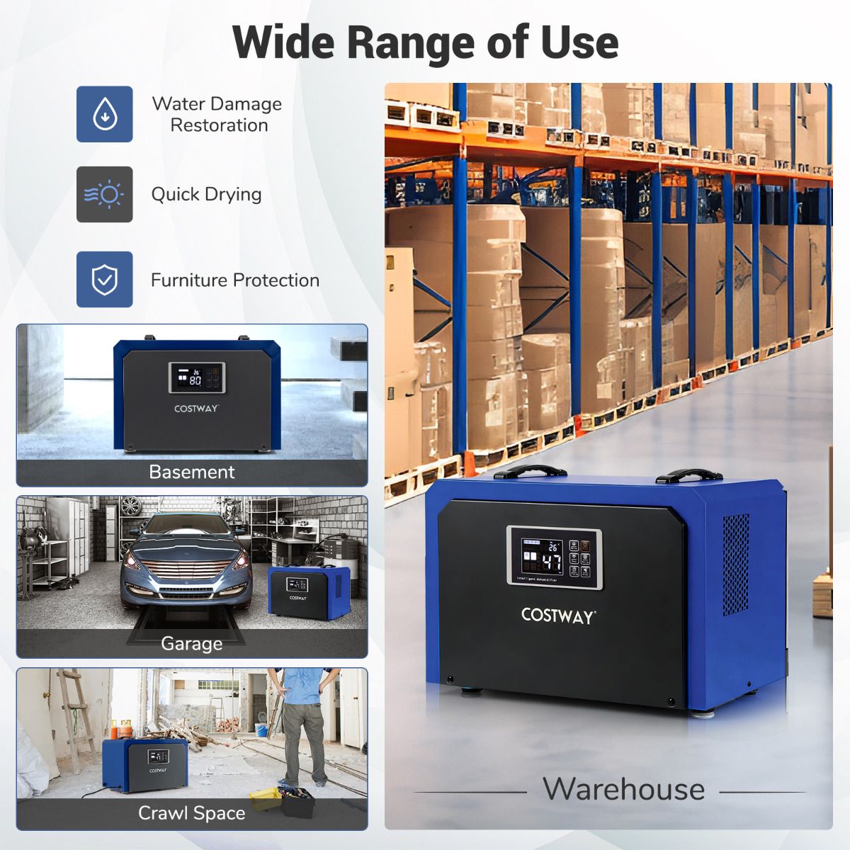 60L Dehumidifier with Drain Hose and 24H Timer