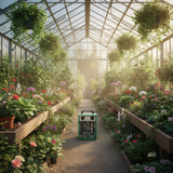 Greenhouse Heater in a lush greenhouse