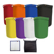 Set of colorful collapsible bags in various colors on a white background.