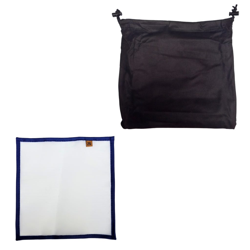 Black and white rectangular filters on a white background