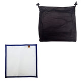 Black and white rectangular filters on a white background
