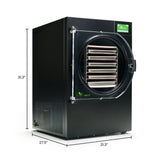harvestright home freeze dryer Black air dryer with dimensions labeled on a white background