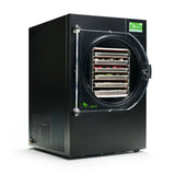 harvestright home freeze dryer black dehumidifier with a clear door showing internal components on a white background