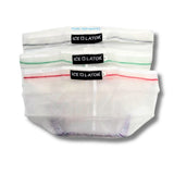 Three pack of Ice Lator bubble bags with visible branding on a white background
