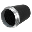Cylindrical air filter with metallic rim on a white background phresh intake filter extraction 