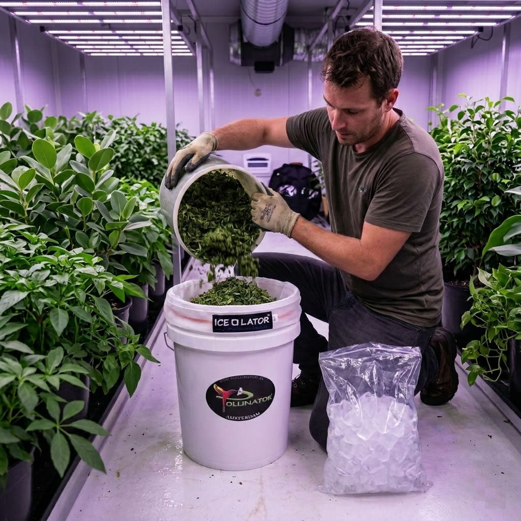 small pollinator ice-o-lator bags in grow room