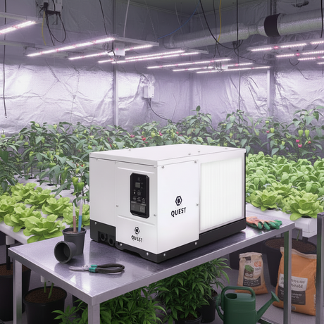 Quest 100 Compact Commercial Dehumidifier for high-efficiency moisture control in grow rooms and indoor farms.