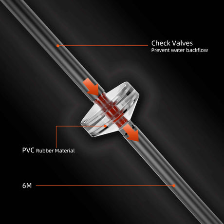 Check valve with labeled components on a dark background