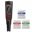 Spider Farmer pH meter with pH buffer powder packs on a white background